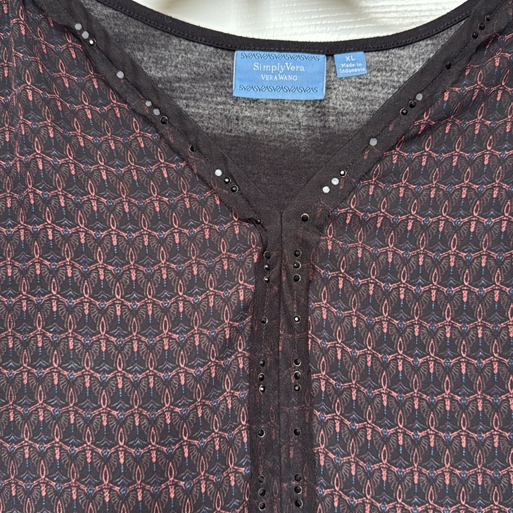 Black and Red Patterned Women's Top